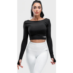 WARRIOR LONG SLEEVE CROP TEE - BLACK