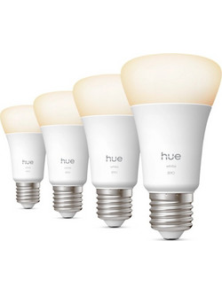 Philips 'Hue White A60' Smart Bulb / E27 / 810 lumen / Warm white 2700K / 4-pack