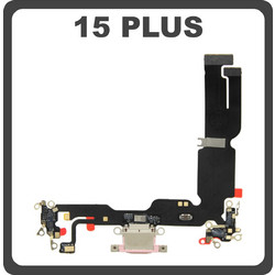 Original For Apple iPhone 15 Plus (A3094, A2847) Charging Dock Connector Type C Flex + Microphone Pink