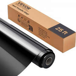 VEVOR Heat Transfer Vinyl, 304,8 x 7260mm, Γυαλιστερό μαύρο σίδερο HTV σε ρολό βινυλίου, εύκολο στην κοπή και ζιζανίων, ισχυρή πρόσφυση, συμβατό με μηχανές κοπής, για διάφορα υλικά, μπλουζάκια, μαξιλά