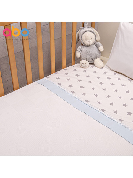 Abo Elephant Κουβέρτα Κούνιας Πικέ 100x150 Λευκή Γαλάζια