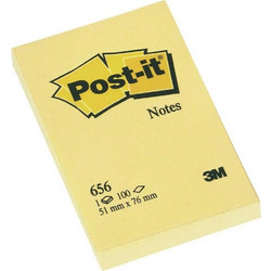 Αυτοκόλλητα Χαρτάκια 3M Post-it 76 x 51 mm (Κίτρινα) (1200 Φύλλα) (Πακέτο των 12) (656CY) (MMM656CY)