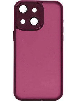 Θήκη Hybrid Frosted Back Cover με Προστασία Κάμερας για iPhone 14, μπορντό
