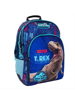 Must Rex Jurassic World Σχολική Τσάντα Πλάτης Δημοτικού Μπλε 570779