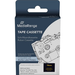 Mediarange MRBTZ344 Ετικέτες Γενικής Χρήσης για Brother TZ-344/TZe-344 18mm, 8m, Laminated and Permanent Adhesive, Gold on Black