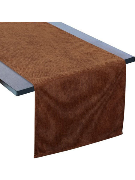 Runner Χειμερινής Διακόσμησης Taupe Velvet Ανάγλυφη Ρίγα 150x33cm