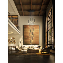 Varas 373968GD Κρεμαστό LED Φωτιστικό 25L Χρυσό/Μαύρο Dimmable έως 5m Μαύρο Χρυσό