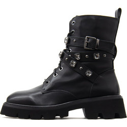 STUDDED LEATHER BIKER BOOTS WOMEN LODI