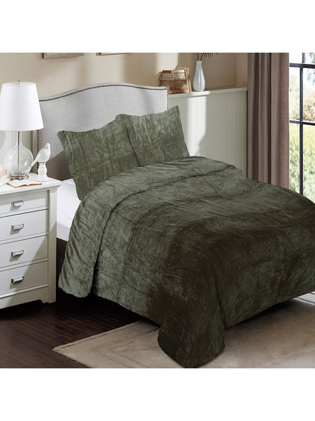 Κουβέρτα Coral Fleece Solid 07 Olive DimCol Υπέρδιπλo 220x240cm Πολυέστερ