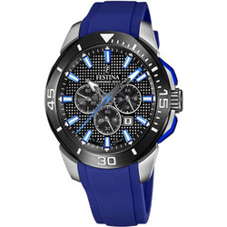 Festina Ανδρικό Ρολόι Χρονογράφος με Μπλε Καουτσούκ Λουράκι F20642/1