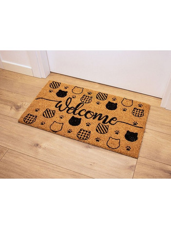 I-Total Πατάκι Εισόδου ''Welcome Cats'' Καφέ/Μαύρο 70x40εκ. XL1954