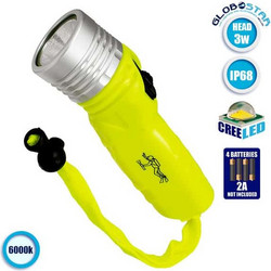 GloboStar(R) 79027 Αδιάβροχος Καταδυτικός Φορητός Φακός LED COB IP68 3W 300lm Ψυχρό Λευκό 6000K