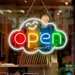 Φωτεινή Πινακίδα LED Neon OPEN 22 x 40 cm Με Πολύχρωμο Σχέδιο Και USB Τροφοδοσία SZN142