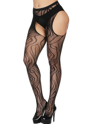 Ophelia's Dream Lingerie- Fishnet garter pantyhose with pattern- 111156