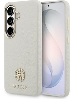 Guess Rhinestone Round Logo MagSafe Back Cover Beige (Samsung Galaxy S26)