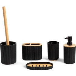 Σετ Μπάνιου Loreto 238709 747151 (Σετ 5τμχ) Black Homla Πλαστικό,Bamboo