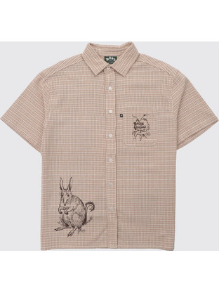 Pass-Port Bush Greeting Workers Check Shirt Short-Sleeve (PPMG0100-Tan)