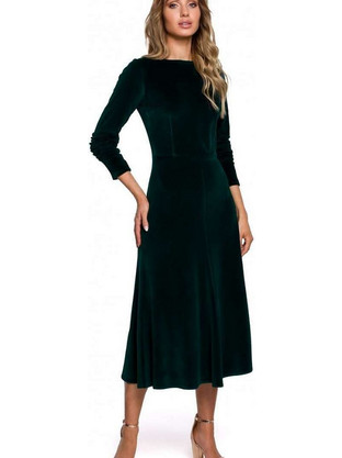 MOE M557 Midi Βραδινό Βελούδινο Φόρεμα 149991 green