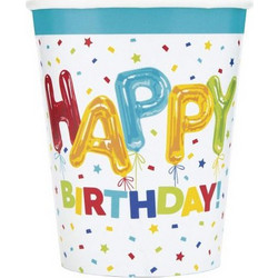 Ποτήρια Χάρτινα 266ml Happy Birthday / 8 τεμ