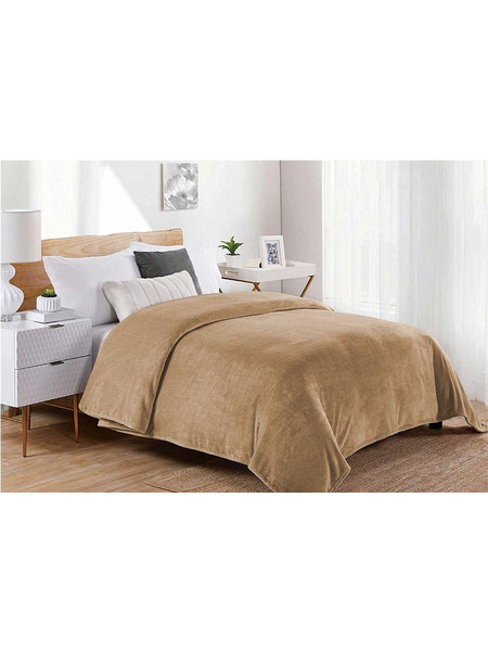 ΚΟΥΒΕΡΤΑ CORAL FLEECE Polyester 160X220 Μονόχρωμη 02 Beige Dimcol