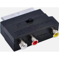 Αντάπτορας SCART σε 3 RCA με Διακόπτη In/Out - Παθητικός Αμφίδρομος Σύνδεσμος AV, Μαύρος