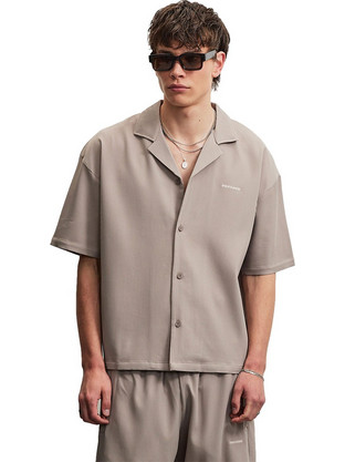 Pegador Troy Plisse Ανδρικό Πουκάμισο Κοντομάνικο Warm Taupe PGDR-3390-694