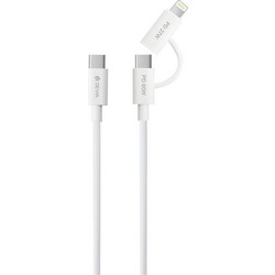 Devia Καλώδιο Σύνδεσης Usb 2.0 EC404 2 σε 1 Usb C σε Usb C & Lightning Pd 60W & 27W 1.2m Smart Λευκό - (121485, EC404)