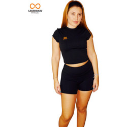 LEGENDARY YOGA ΣΕΤ ΛΙΤΟ BRA & ΚΟΛΑΝ ΚΟΝΤΟ ΤΕΧΝΟΛΟΓΙΑ FLEXYOGA ΠΟΡΤΟΚ ΛΟΓΟΤΥΠΟ - Μαύρο