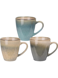 Σετ 6τμχ Κούπες stoneware σε μελανζέ χρώματα 320ml KZ168
