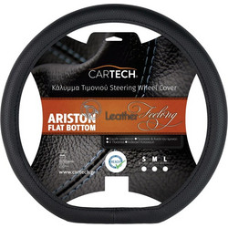 Κάλυμμα τιμονιού Cartech ARISTON Leather Feeling μαύρο Flat Bottom Medium 38cm με έγκριση EU Reach