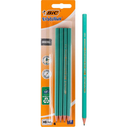 BIC μολύβι γραφίτη 2168902762 Evolution, εξάγωνο, HB, πράσινο, 4τμχ