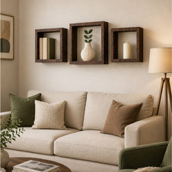 ΡΑΦΙΈΡΕΣ/ΡΆΦΙΑ ΤΟΊΧΟΥ SET OF 3 NESTING MDF CUBES 23/26.5/30CM ACACIA HOM