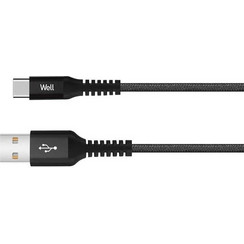 Well USB/USBC-1BK01-WL Καλώδιο USB 2.0 σε USB-C 1m Μαύρο