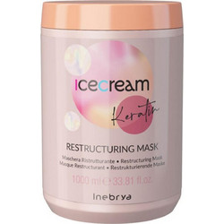 Inebrya Ice Cream Keratin Restructuring Μάσκα Μαλλιών Κερατίνης για Επανόρθωση για Ταλαιπωρημένα Μαλλιά 1lt