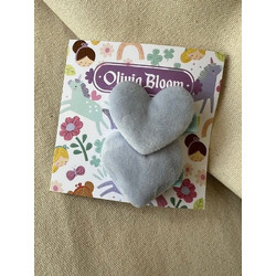 Olivia Bloom Felt Heart Set in Sky Blue