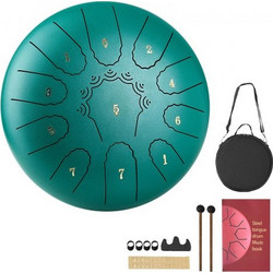 VEVOR Steel Tongue Drum, 25,4cm 11 Notes Rain Drum for Outside Garden, C Major Musical Drums with Music Book & Mallets, Percussion Instrument for Meditation Yoga Beginner Musical Education, Green