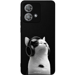 Sonique Men's Edition Θήκη με Σχέδιο «Audio Kitten - White» (Motorola Edge 40 Neo 5G)