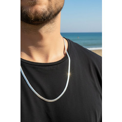 Ανδρική Ασημί Αλυσίδα Λαιμού Snake Clean Design