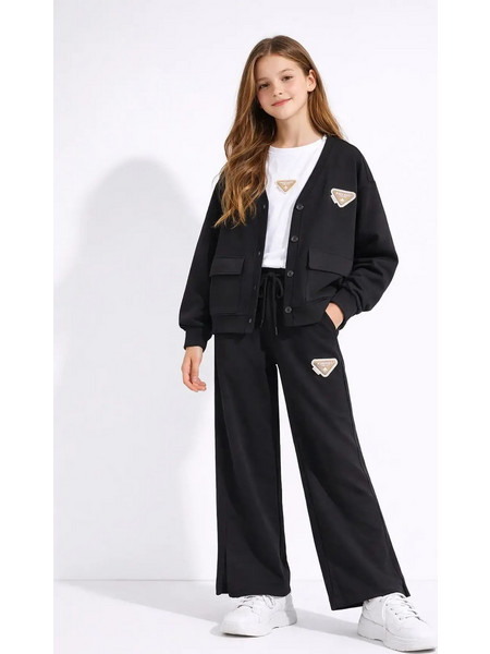 Σετ φόρμας Girl Kids 3 τεμαχίων σε μαύρο χρώμα για κορίτσια 8-14 ετών
