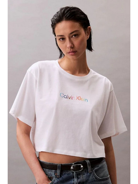 Γυναικείο T-shirt Calvin Klein Boxy Crop Pride Tee - Λευκό