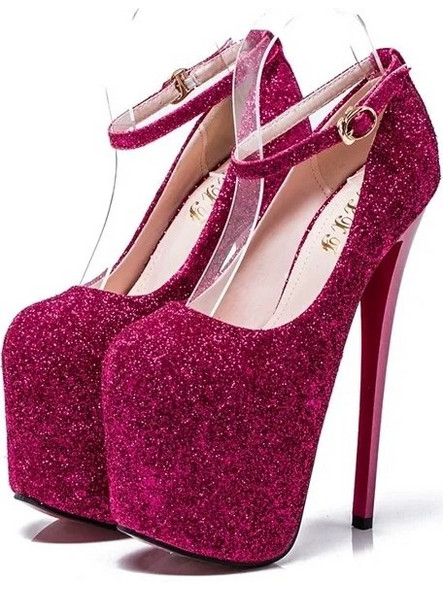 Pink Glitter High Heel Shoes