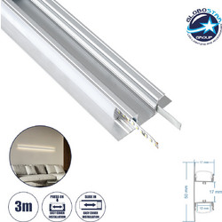 GLOBOSTAR(R) ALP-WALL-UPDOWN CONCEALED 70844-3M Επιφανειακό Προφίλ Αλουμινίου Ειδικό για Δημιουργία Κρυφού Φωτισμού Up & Down με Λευκό Γαλακτερό Πατητό Κάλυμμα για Ταινίες LED IP20 - Ασημί & Λευκό - Μ