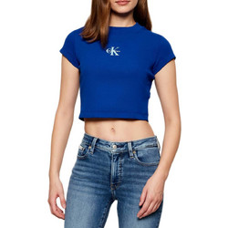 CALVIN KLEIN LV047AB802 C8X Μωβ rib t-Shirt Monologo baby tee