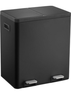 ΚΑΔΟΣ ΑΠΟΡΡΙΜΑΤΩΝ ΔΙΠΛΟΣ 20L ΚΑΙ 20L SOFT CLOSE ΙΝΟΧ ΜΑΥΡΟ ΜΑΤ 850259 ANKOR