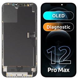 Μονάδα οθόνης LCD MP για Apple iPhone 12 Pro Max, Έκδοση διαγνωστικού ελέγχου OLED, Aftermarket, Μαύρο