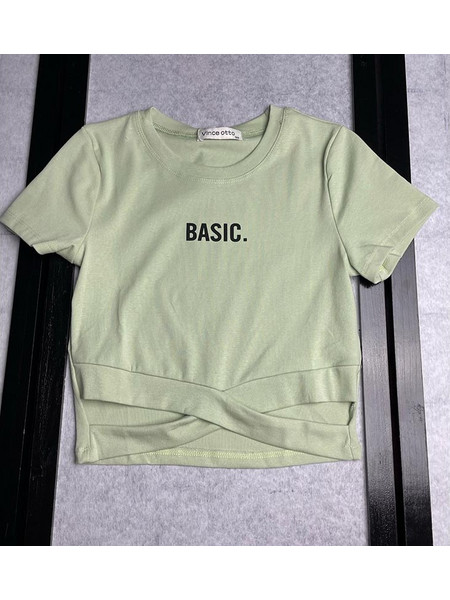 Τοπάκι Crop top Basic κοντομάνικο Μέντα