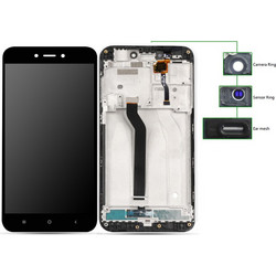 LCD για Xiaomi Redmi 5A, Δακτύλιος αισθητήρα κάμερας, πλέγμα αυτιών, με πλαίσιο, Μαύρο