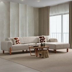Papatya Lyke Γωνιακός Καναπές Κρεβάτι Δεξιά Γωνία Cream 290x180x75cm