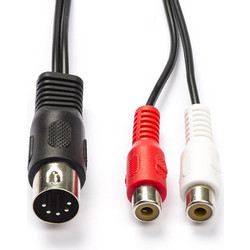 Καλώδιο Nedis DIN 5-Pin Male to 2x RCA Female 0.2m Black CAGL20250BK02