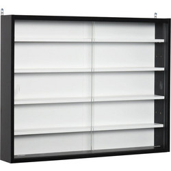 Homcom 833-761BK Κρεμαστή Ξύλινη Βιτρίνα με 5 Ρυθμιζόμενα Ράφια 80x9.5x60cm Μαύρο